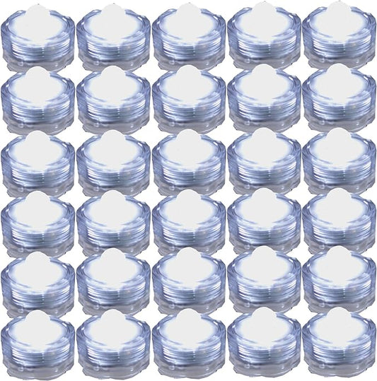 Bright LED Floral Tea Light Vase Submersible Lights for Party Wedding (White, 30 Pack)-VerdiqueGarden