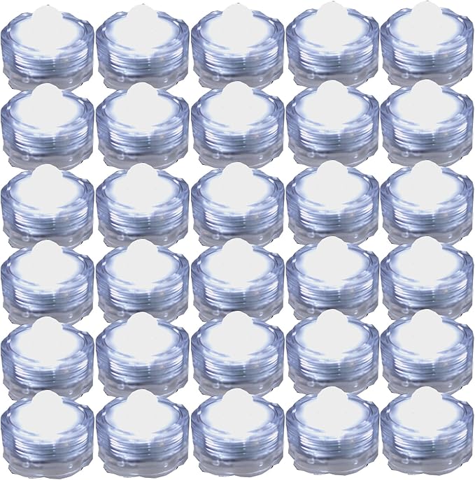 Bright LED Floral Tea Light Submersible Lights for Party Wedding (White, 60 Pack)-VerdiqueGarden