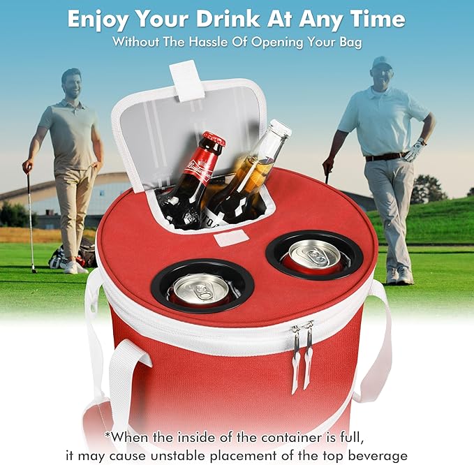 Tirrinia Large Pop-Up Golf Cooler Bag- Insulated Collapsible Cooler with Flat Drink Table for Golf Cart, Lightweight and Portable Ice Beach Cooler for Travel, Fishing, Picnics, Hiking, Camping-VerdiqueGarden