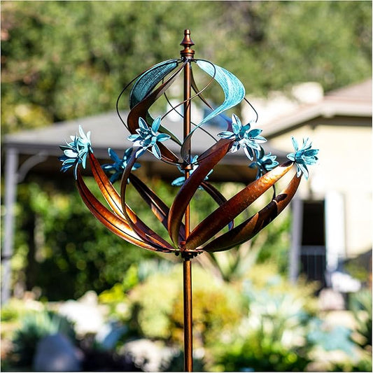Outdoor Metal Wind Spinner for Yard Garden - Large Kinetic Wind Sculptures Spinners Outdoor, Gift for Birthday, Anniversary, Housewarming, Christmas (W26 x H86)-VerdiqueGarden