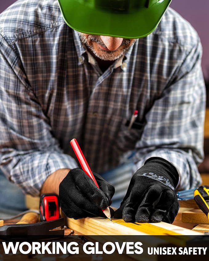 Nuogo 24 Pairs Gardening Gloves for Men Women Rubber Coated Landscaping Work Gloves Safety Work Construction-VerdiqueGarden