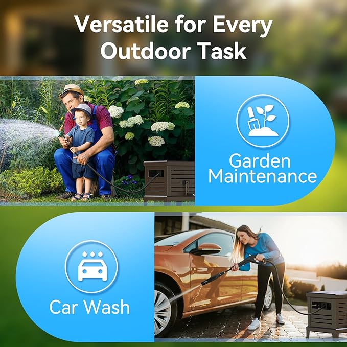 Hose Reel, Heavy Duty Hose Reel Box Hideaway Holds 100 ft x 5/8" Hose, Never-Leak System, Manual Crank Handle, Hose Guide, Stable Foot Pedal, Ideal for Yards, Patios, and Garden Sheds-VerdiqueGarden