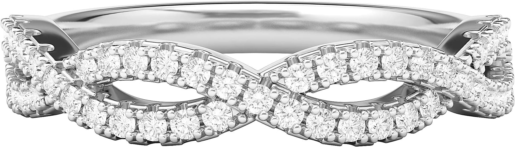 Sterling Silver Infinity Twist Wedding Ring Half-circle Simulated Diamond or Genuine Moissanite Matching Ring For Women
