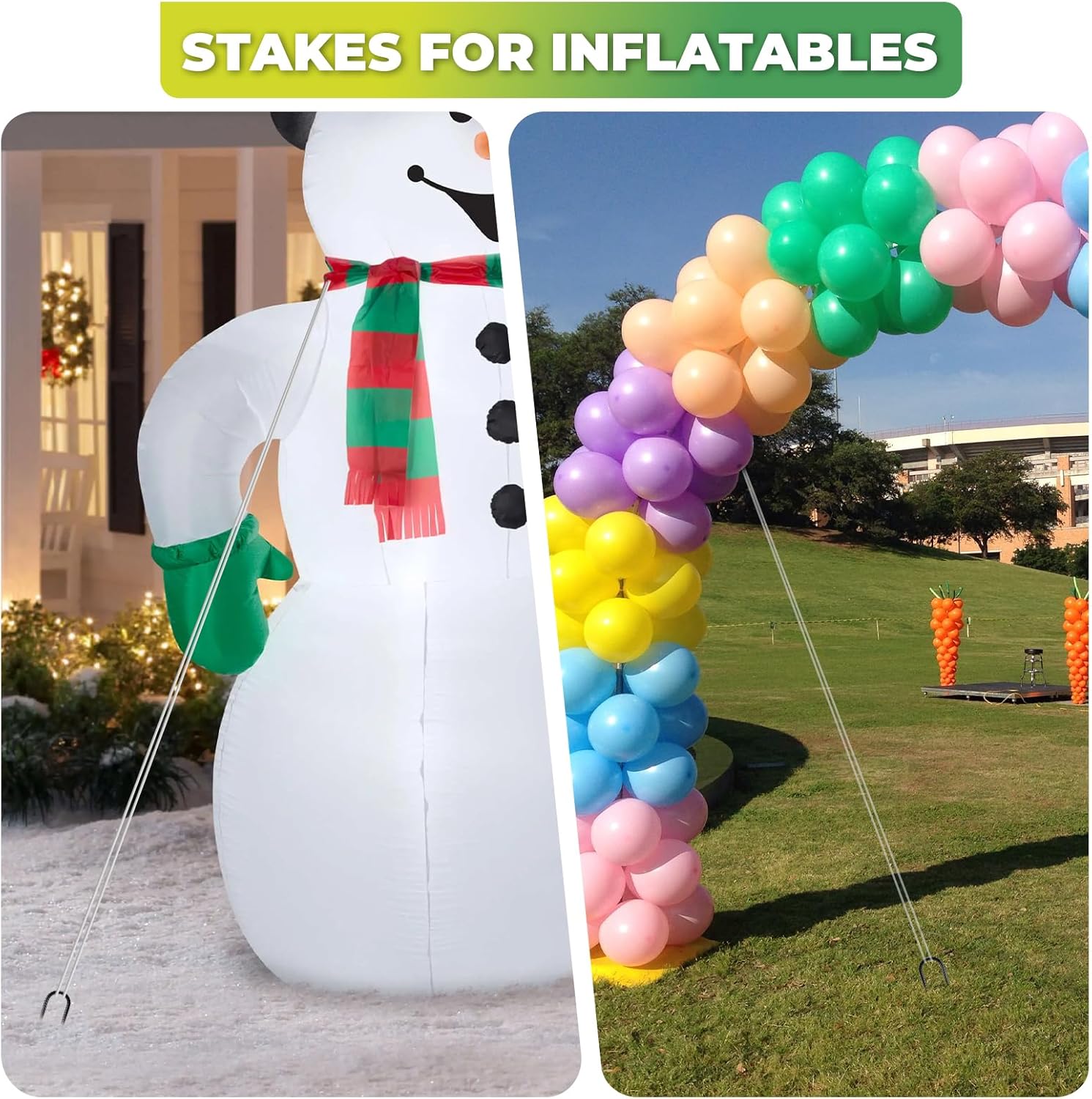 12 inches Ground Stakes 36-Pack J Hook Rebar 5/16" Diameter Tent Stakes Heavy Duty Metal Stake for Outdoor Decorations, Yard Inflatables and Chain Link Fence-VerdiqueGarden