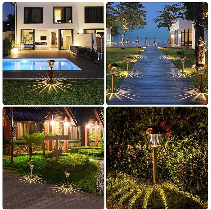 Solar Lights Outdoor - 8 Pack Copper Garden Walkway Lights Solar Powered Waterproof for Garden, Lawn, Yard, Pathway-VerdiqueGarden