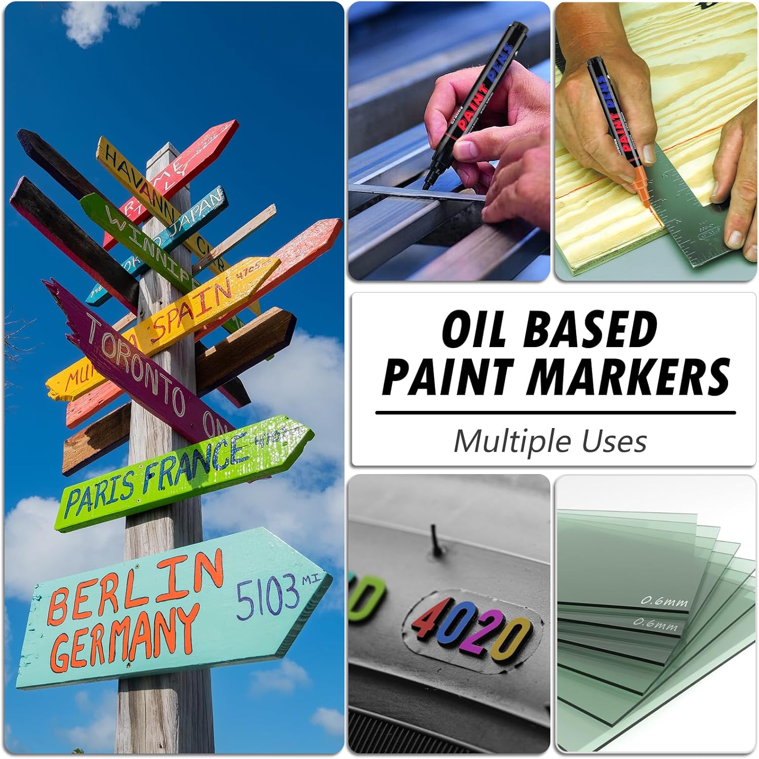 Orange Paint Pens Paint Markers - 12 Pack Permanent Quick Dry Waterproof Marker Pens for Rocks Wood Fabric Plastic Canvas Glass Mugs Metal Tire Stone-VerdiqueGarden