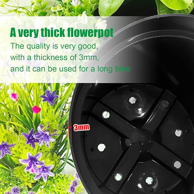 10 Inch Plastic Nursery Pots for Plants 10 Pack Plant Pots with Drainage Holes 2 Gallon Nursery Pots Perfect for Indoor Outdoor Plants Such as Herbs, Strwaberrys and Flowers, Black-VerdiqueGarden