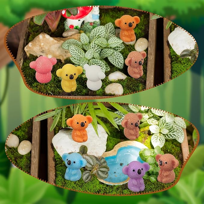 90 Pcs Resin Koala Miniatures Mini Animals Figures Cute Koala Figurine Fairy Decor Animal Ornament for Garden Landscape Home Accessories Craft Cake Decoration DIY-VerdiqueGarden