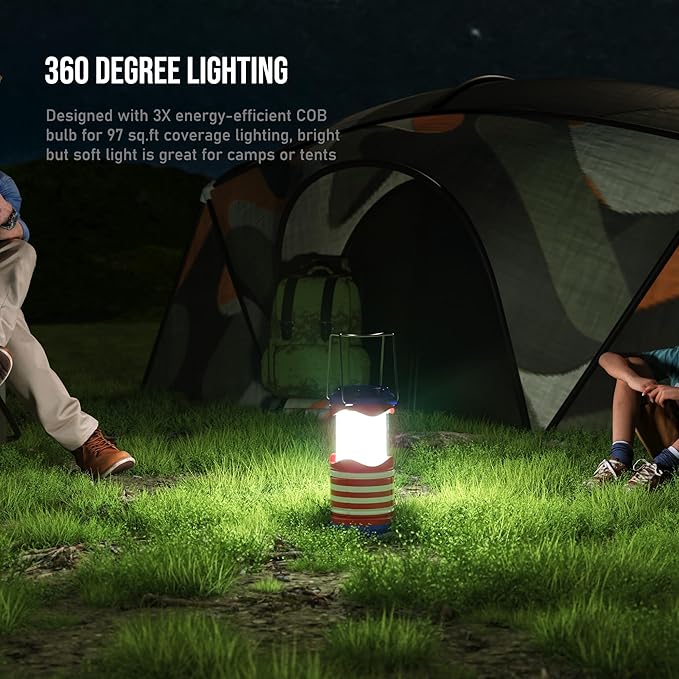 Lichamp LED Camping Lantern, 4 Pack Battery Powered Flashlight for Power Outages, Portable Collapsible Hanging Light Essential for Home, Outdoor, Emergency Lamp Survival Kit Gear for Hurricane, C2-VerdiqueGarden