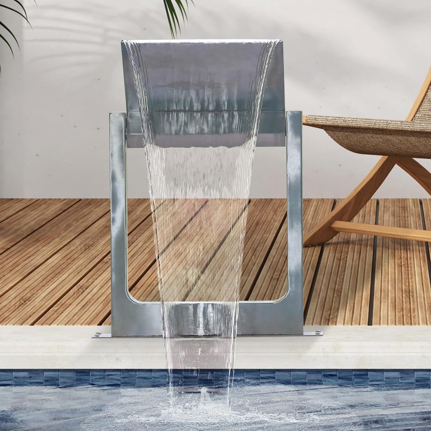 180° Rotating 304 Stainless Steel Waterfall Spillway, Swimming Pool & Garden Cascade Waterfall Fountain with Adjustable Spray Direction and Angle for Upscale Resorts, Luxury Residences-VerdiqueGarden