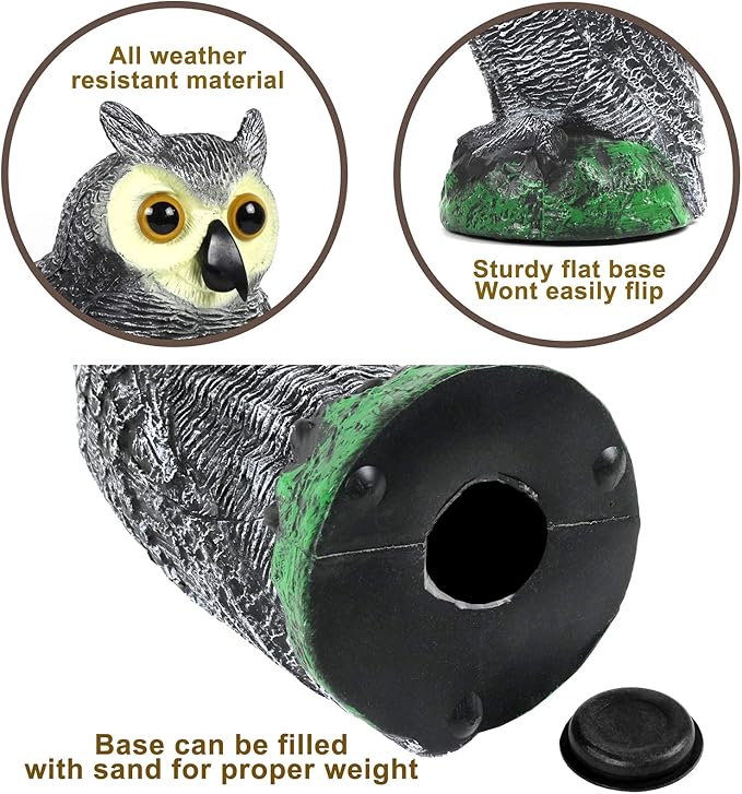 Galashield Owl Decoy to Scare Birds Away | Plastic Owls to Scare Birds Away | Owl Statue for Garden & Outdoors-VerdiqueGarden