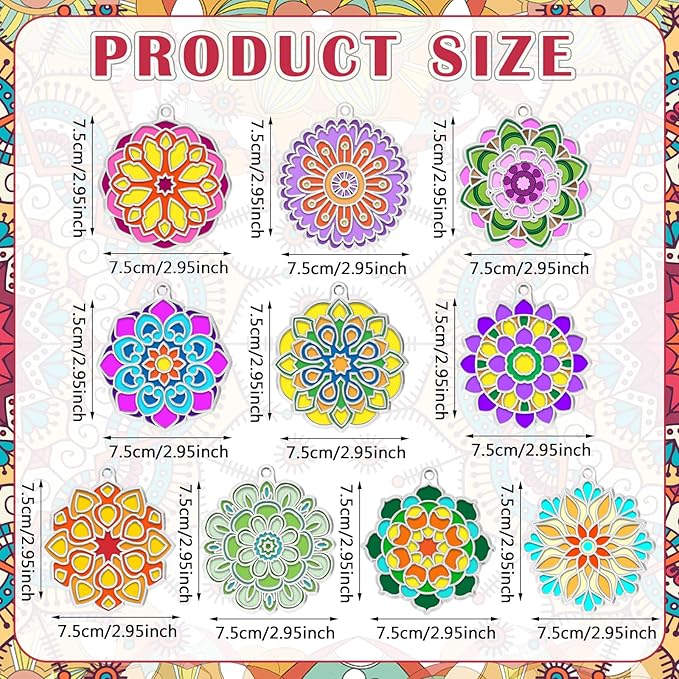 30 Sets Suncatchers Window Art Kits, DIY Sun Catchers Bulk Crafts Paint Your Own Window Ornaments for Boys Girls Classroom Home Party Birthday Activity Decor(Mandala Style)-VerdiqueGarden