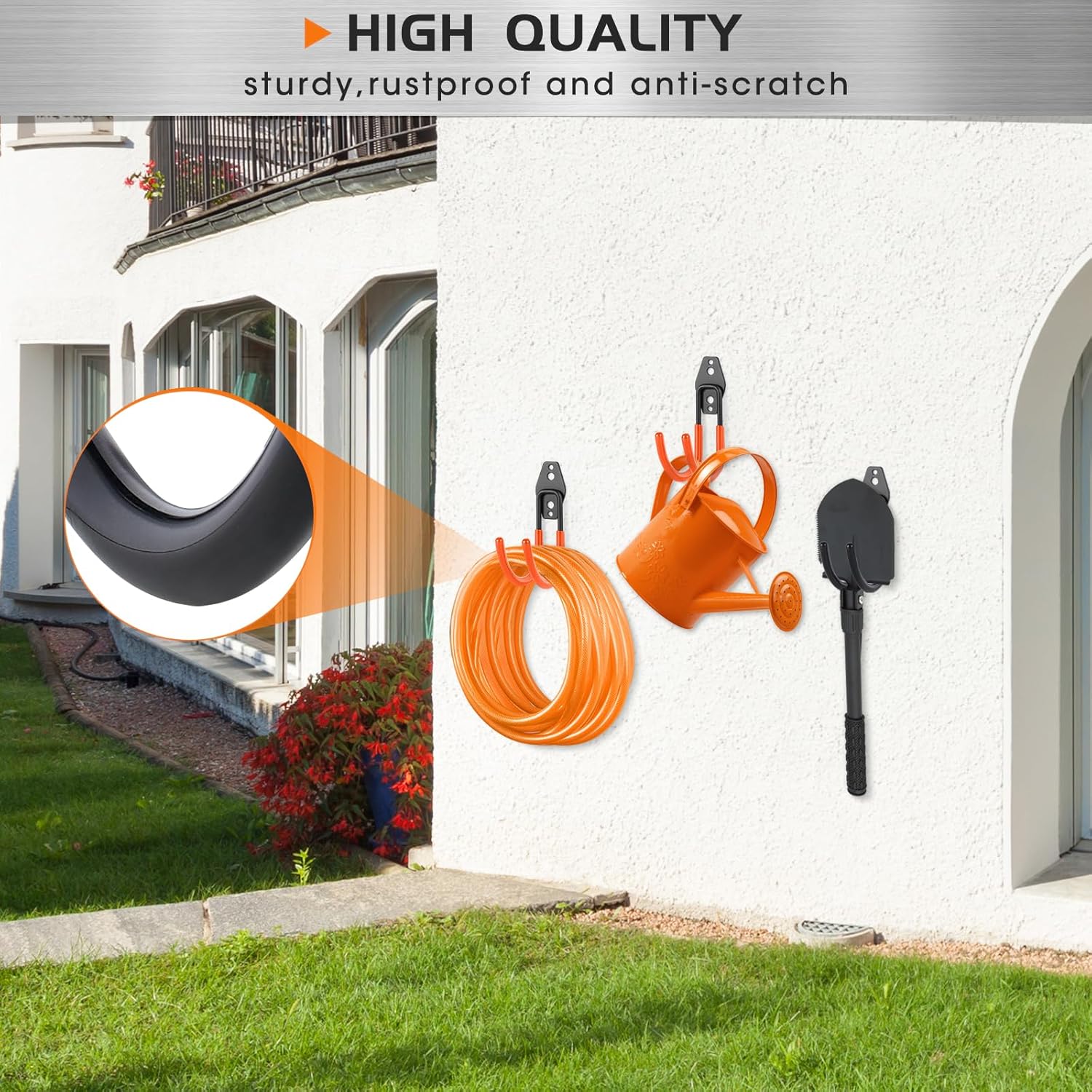 Hose Hanger Wall Mount 2 Pack,Heavy Duty Hose Holder with Screws Metal Hose Hangers for Outside,Hose Rack Suitable for Garage,Garden and Yard-VerdiqueGarden