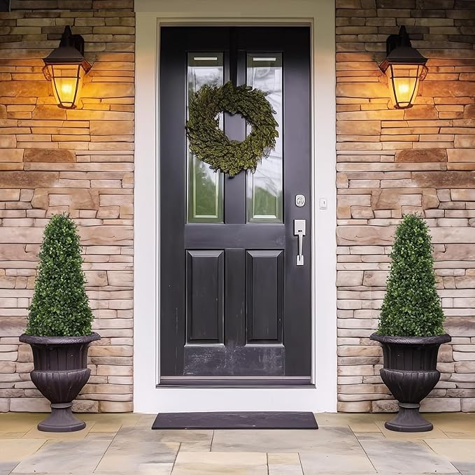 3ft Artificial Boxwood Topiary Trees (Set of 2) - UV Resistant Faux Plants Outdoor, Realistic 36" Fake Cone Bushes and Shrubs for Front Porch, Planter, Patio - Low Maintenance & Evergreen-VerdiqueGarden