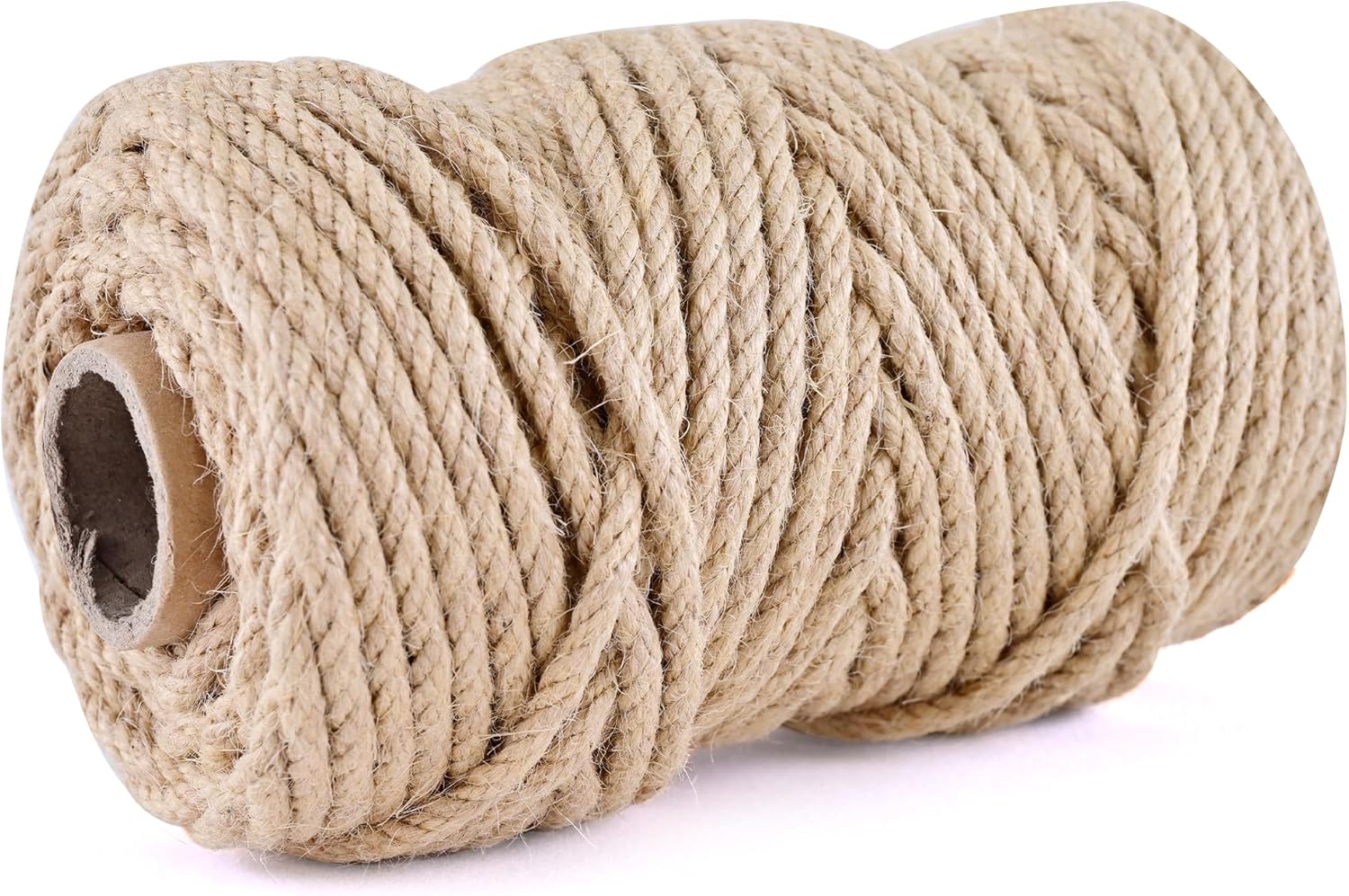 Natural Jute Twine 328ft 5mm,3Ply Twisted Thick Twine Rope Strong Jute String Roll for Crafts Gift Wrapping Gardening Home Decor Bundling Cat Scratching Post-VerdiqueGarden