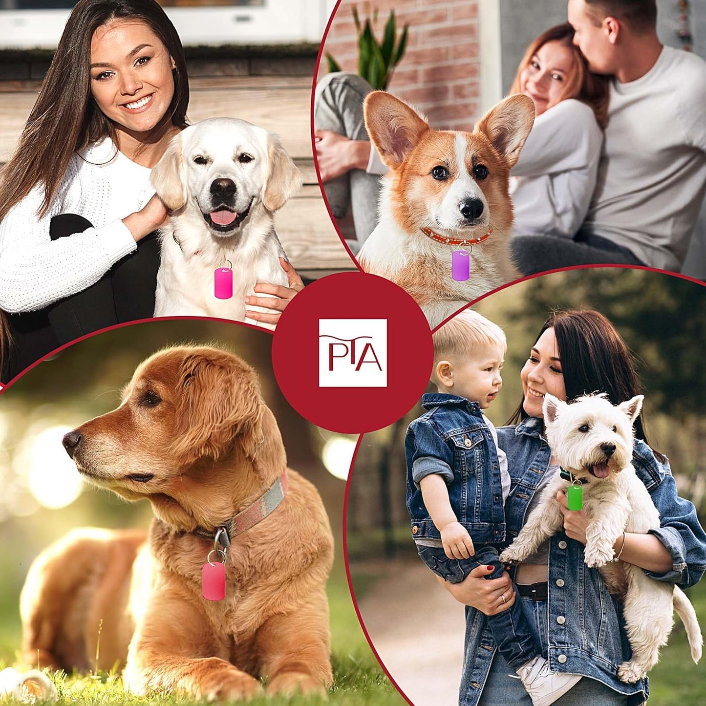 [Press TX Art] 40 Pcs Round(Circle), Bone, Rectangle, Heart Anodized Aluminum Stamping Blanks Tags 10 Mixed Colors Metal Engraving ID Name Tags with Rings (Rectangle in 10 Colors)-VerdiqueGarden