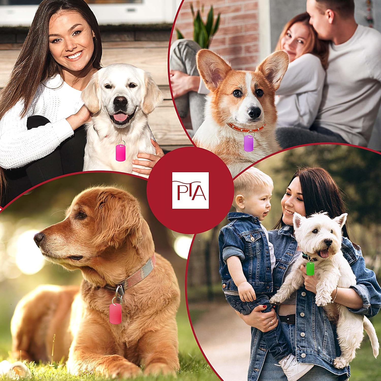 [Press TX Art] 40 Pcs Round(Circle), Bone, Rectangle, Heart Anodized Aluminum Stamping Blanks Tags 10 Mixed Colors Metal Engraving ID Name Tags with Rings (Rectangle in 10 Colors)-VerdiqueGarden