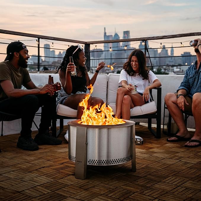 Breeo Smokeless Fire Pit (Y Series - Stainless Steel) | 21 inch Portable Smokeless Firepit for Outside | 31 Pounds | Ideal for Families Compatible with Wide Range of Breeo Accessories-VerdiqueGarden