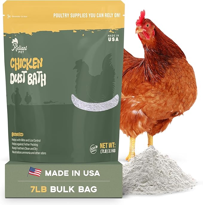 Chicken Dust Bath - 7lbs, Made in USA Natural Dust Bath for Chickens - Ideal Chicken Dust for Bath Tub Mix - Poultry Dust Powder for Chicken Coop-VerdiqueGarden