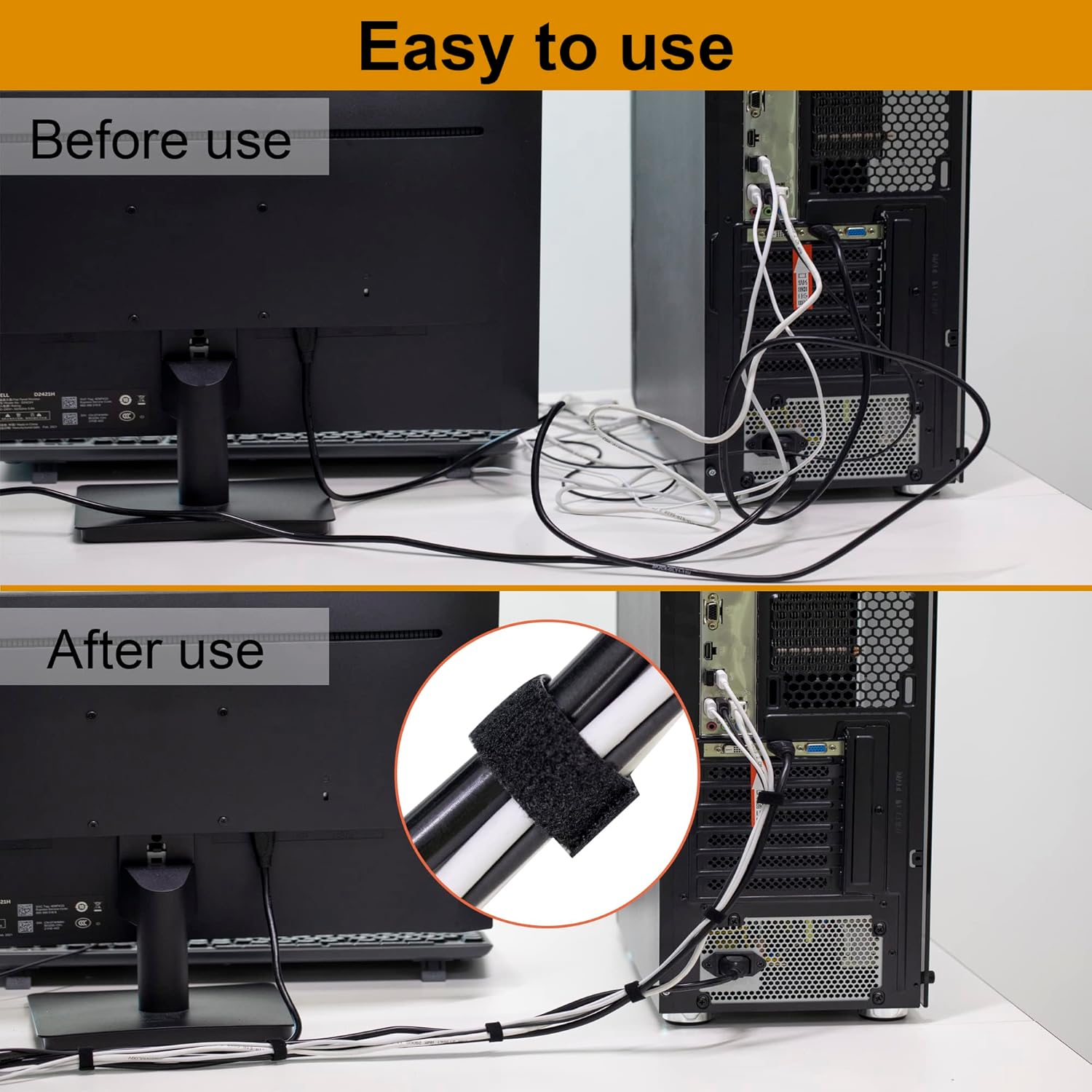 Reusable Wire Management Roll Nylon Fastening Cable Ties Straps Xnakko 3/4 inch double-sided hook and loop tape (Black, 25 yards)-VerdiqueGarden