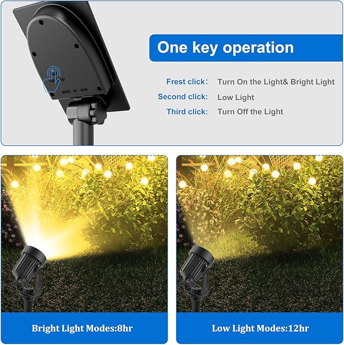 Solar Spot Lights Outdoor, Landscape Spotlights IP65 Waterproof 9.8ft Cable, Dusk to Dawn Solar Uplights for Tree Garden Yard Driveway Porch Walkway Pool (6-in-1, 3000K Warm White)-VerdiqueGarden