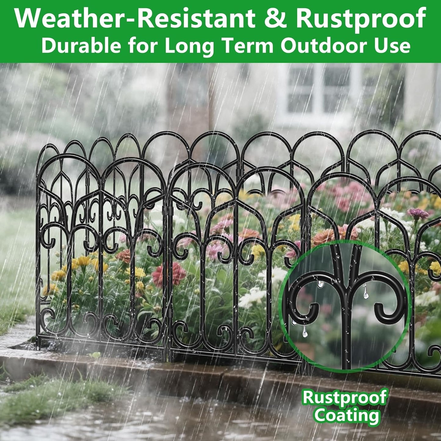 AMAGABELI GARDEN & HOME 10 Panels 22in(H)×10ft(L) Decorative Garden Fences and Borders for Dogs No Dig Metal Fence Panels Garden Edging Border Fence for Animal Barrier Fencing for Flower Beds Yard-VerdiqueGarden