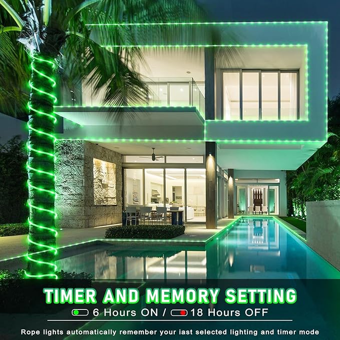 100FT 300 LED Rope Lights for Outside, St. Patrick Day String Lights Indoor with Waterproof 8 Modes, Connectable Plug in Fairy Twinkle Lights for Outdoor Patio Pool Party Holiday Decorations, Green-VerdiqueGarden