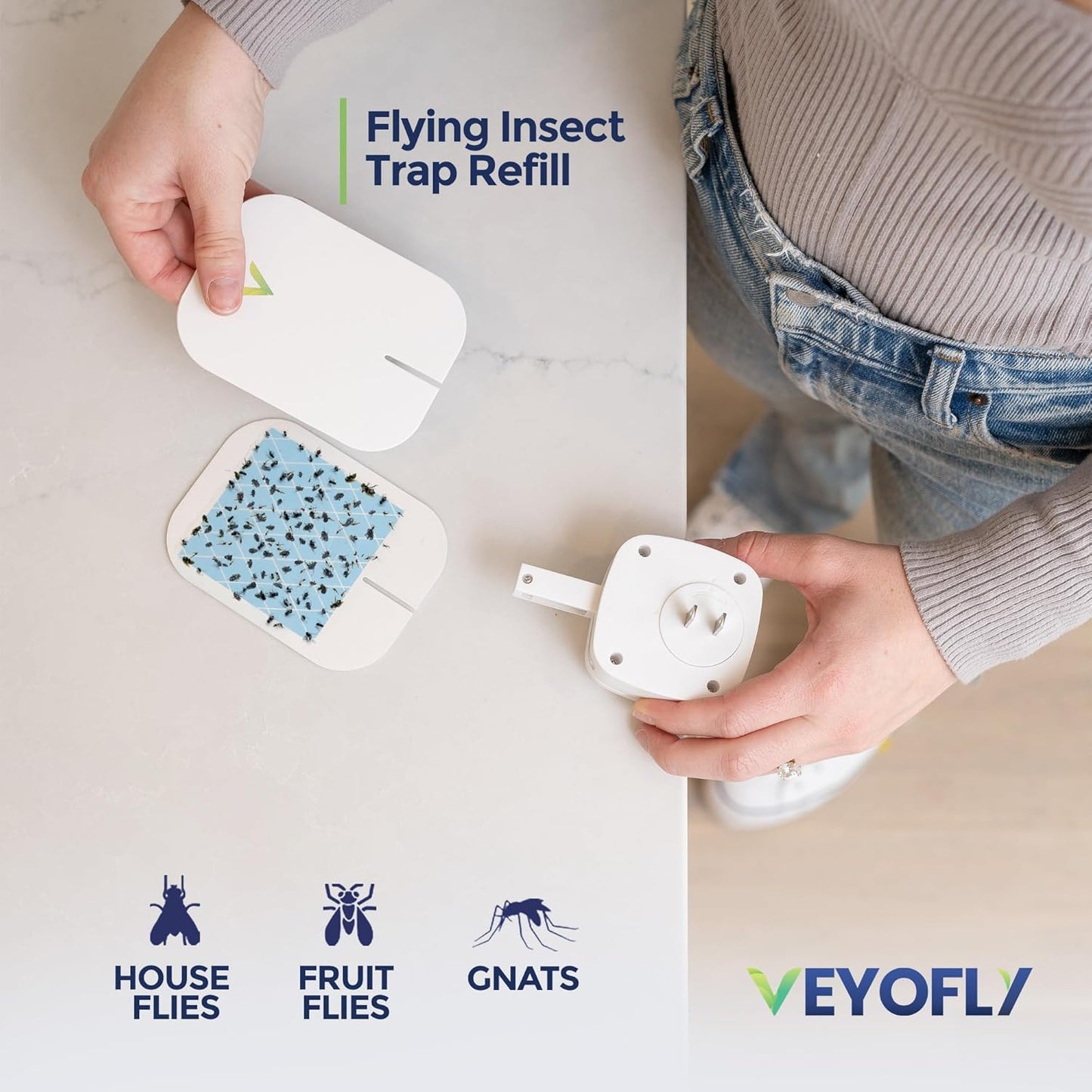 VEYOFLY Fly Trap Indoor Refill, Fruit Fly Traps for Indoors, Gnat Traps for House, Fly Catcher, Fly Trap, Plug in Catch for Fruit Flies, Moths, Gnats, Mosquito Trap (Pack of 10 Refills)-VerdiqueGarden
