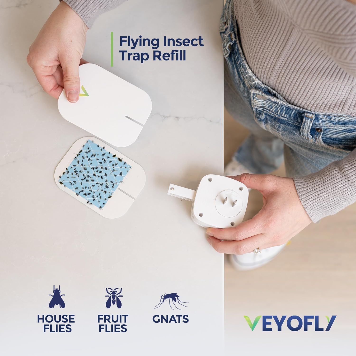 VEYOFLY Fly Trap Indoor Refill, Fruit Fly Traps for Indoors, Gnat Traps for House, Fly Catcher, Fly Trap, Plug in Catch for Fruit Flies, Moths, Gnats, Mosquito Trap (Pack of 10 Refills)-VerdiqueGarden