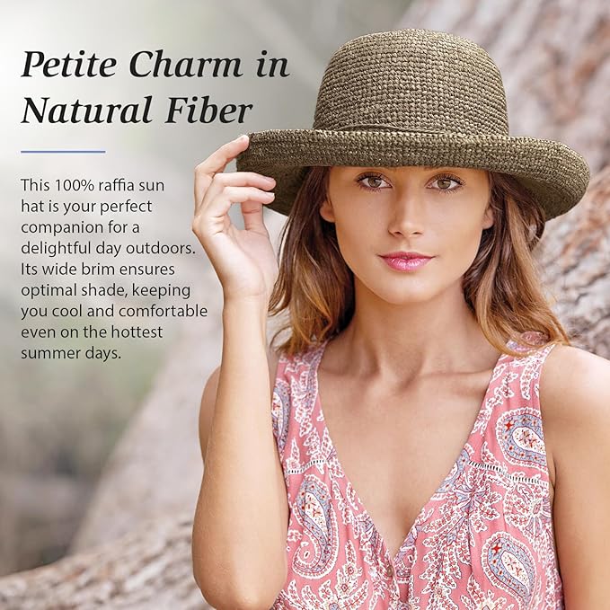 Wallaroo Hat Company – Women’s Petite Catalina Sun Hat – Wide Brim, Natural Fiber, Adjustable Sizing for Smaller Crown Sizes-VerdiqueGarden