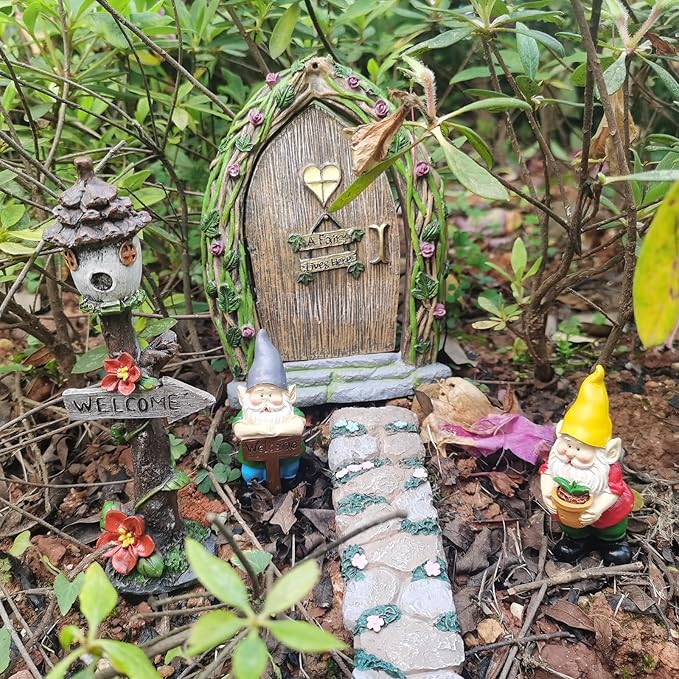 MUAMAX Miniature Gnome Figurines Fairy Gardens Gnomes Accessories Gift for Garden Little Gnomes Small Gnome 3''-VerdiqueGarden