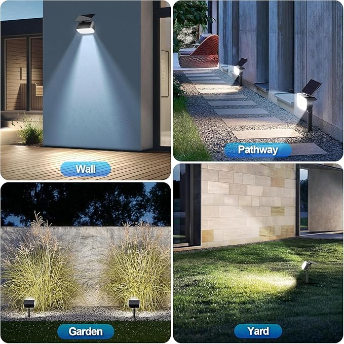 108 LED Solar Spot Lights Outdoor, Solar Lights Outdoor IP65 Waterproof, 3 Modes Solar Landscape Spotlights, Large Panel Solar Powered Lights for Garden Yard Pathway(Cool White/2 Pack)-VerdiqueGarden
