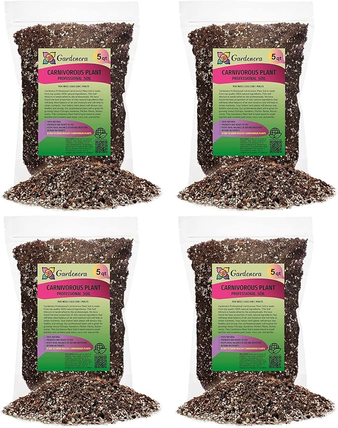 Professional Carnivorous Plant Soil - Ready to Use for Venus Flytraps, Sundews, Pitcher Plants, Butterworts | Peat Moss, Coco Coir, Perlite - 20 Quart-VerdiqueGarden