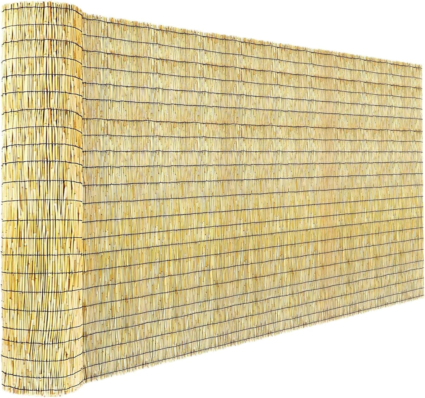 Bamboo Reed Fencing, Natural Reed Fence Rolls 4 Feet High, Decorative Bamboo Privacy Curtains for Patio Garden Balcony Backyard Outdoor, 4 x 16 FT-VerdiqueGarden