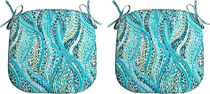 Arden Indoor/Outdoor Foam Seat Pad, 2 Pack, 17 x 16, Patio Cushion, Water Repellent, Fade Resistant, Foam Cushion Teal Ariel-VerdiqueGarden