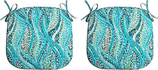 Arden Indoor/Outdoor Foam Seat Pad, 2 Pack, 17 x 16, Patio Cushion, Water Repellent, Fade Resistant, Foam Cushion Teal Ariel-VerdiqueGarden