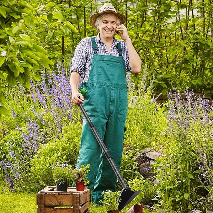 Hoe Garden Tool,Triangle Gardening Hoe with Sharp Blade for Digging,Weeding,Cutting and Loosing Soil,60 Inch Adjustable Length Metal Handle…-VerdiqueGarden