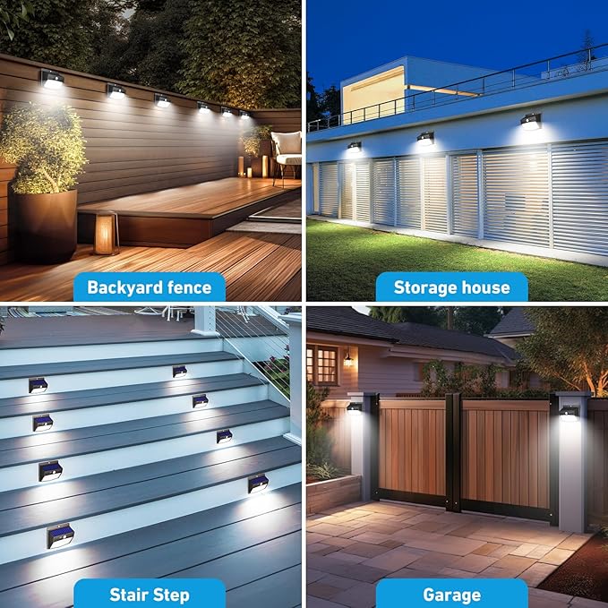 [6 Packs] Solar Lights Outdoor Motion Sensor Solar Security Lights Waterproof with 3 Lighting Modes Solar Powered Wall Lights Outside for Garden Fence Yard Deck-VerdiqueGarden