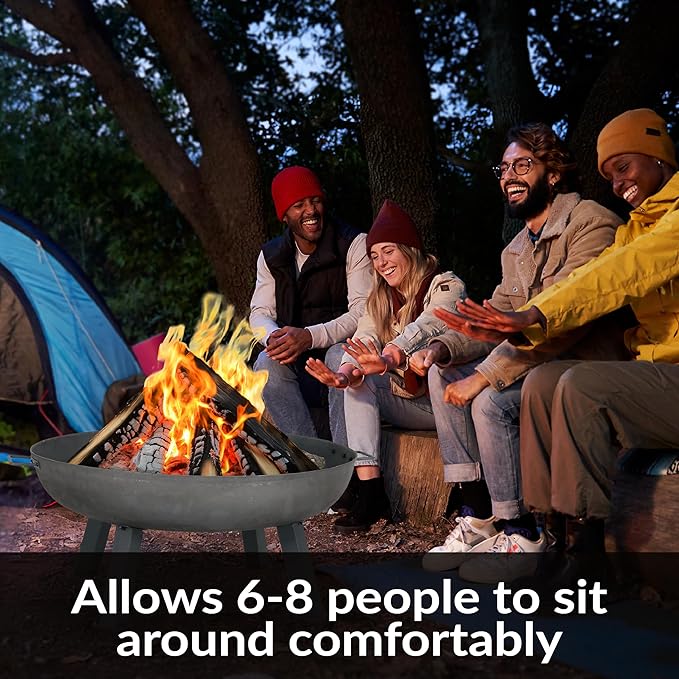 Sunnydaze 34-Inch Cast Iron Heavy-Duty Fire Pit for Outside - Wood-Burning Outdoor Fire Pit Bowl with Handles - Steel Finish-VerdiqueGarden