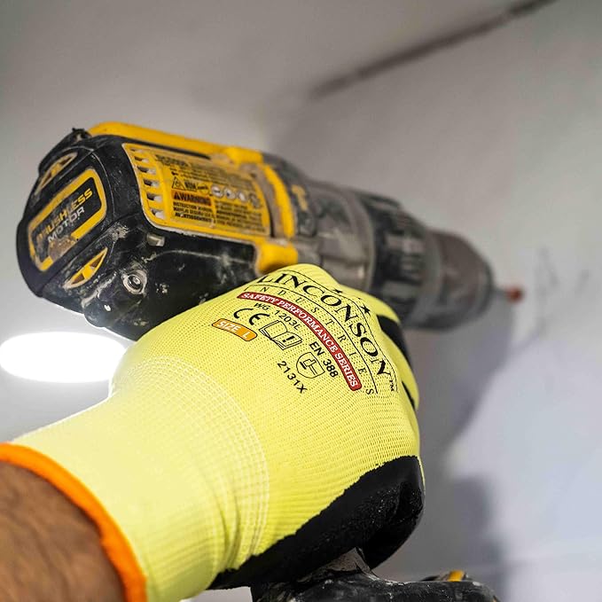 linconson 12 Pack Safety Performance Series Construction Mechanics Wrinkle Latex Work Gloves-VerdiqueGarden