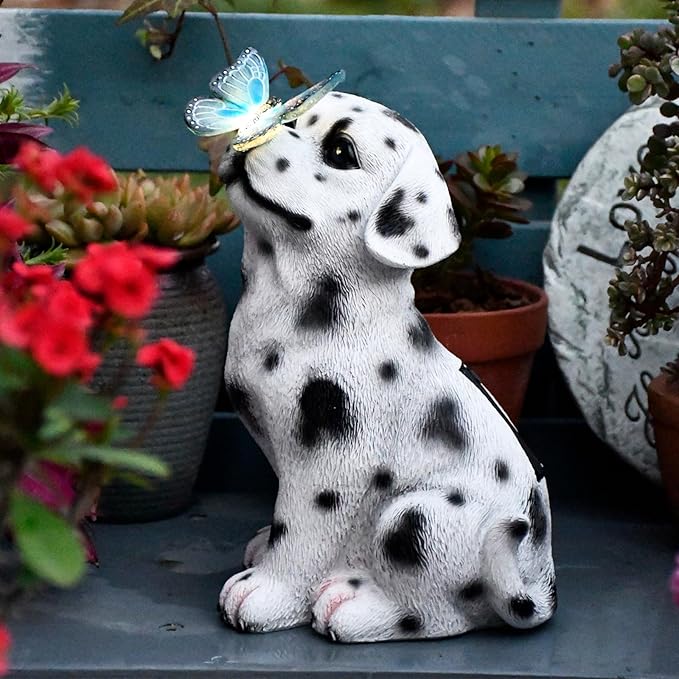 Dog Garden Figurines Outdoor Decor Solar Statue with LED Lights for Patio Lawn Yard Art Decoration Housewarming Garden Gift-VerdiqueGarden