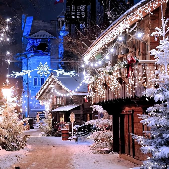 4 Pack 400 LED Solar String Lights for Outside, Solar Christmas Lights Outdoor Waterproof, Green Wire Twinkle Light with 8 Lighting Modes for Xmas Tree Wedding Party Garden Decorations (Cool White)-VerdiqueGarden