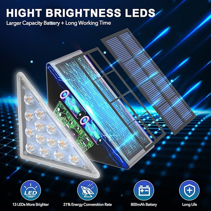 LED Solar Step Lights Waterproof Outdoor Stair Lights, Warm White Solar Deck & Pathway Lights IP67 for Yard, Patio, Garden, Front Door, Driveway, Porch 2PK-VerdiqueGarden
