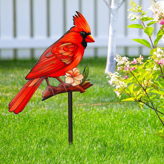 Decorative Garden Stakes with Cardinal Design Metal Yard Decorations for Outside, Patio, Outdoor Decor, Garden, Lawn Ornaments Gifts for Women Mom and Grandma-VerdiqueGarden