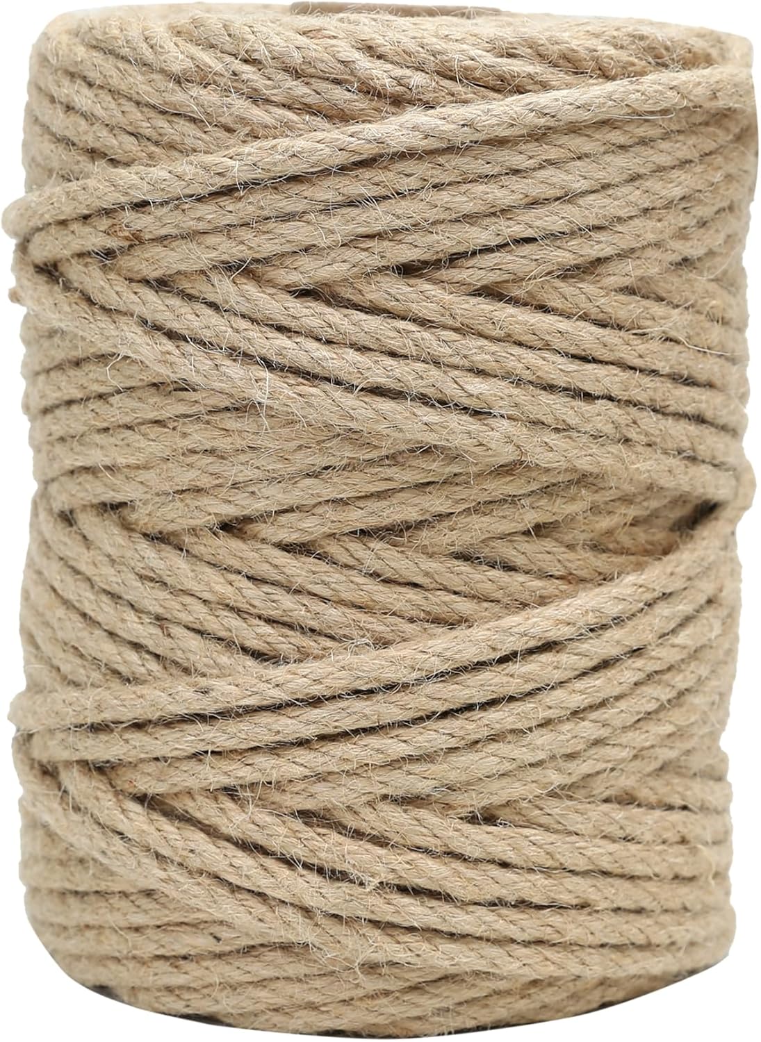 Natural Jute Twine 328ft 8mm,4Ply Twisted Thick Twine Rope Strong Jute String Roll for Crafts Gift Wrapping Gardening Home Decor Bundling Cat Scratching Post-VerdiqueGarden