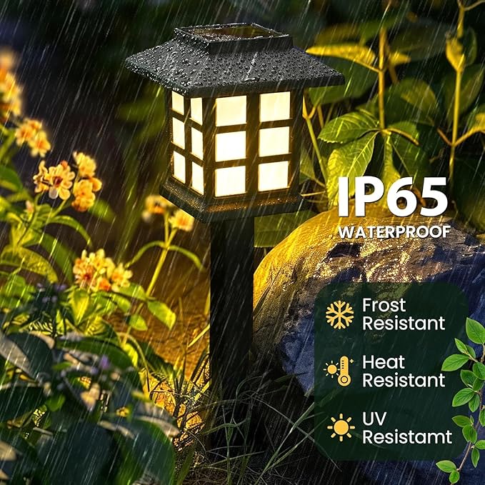 GIGALUMI Solar Outdoor Lights，6 Pack LED Solar Lights Outdoor Waterproof, Solar Walkway Lights Maintain 10 Hours of Lighting for Your Garden, Landscape, Path, Yard, Patio, Driveway-VerdiqueGarden