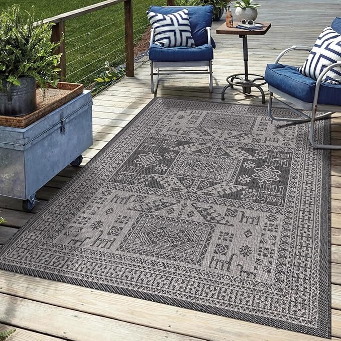 Keen Home Design Terrace Outdoor Area Rug - 4x6 Washable Indoor/Outdoor Rug for Patio, Kitchen, Balcony, Beach, Garden, Deck and Porch, Size: 3'10"x5'7"-VerdiqueGarden