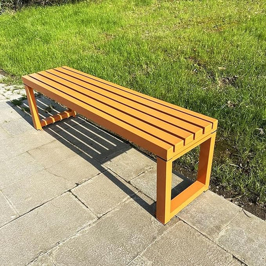 Weatherproof Metal Dining Bench, Outdoor Bench Backless Patio Bench 2-Person Farmhouse Bench Garden Bench for Kitchen, Living Room, Entryway(Orange,5.9ft)-VerdiqueGarden