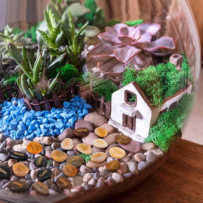 Fabbay Engraved Inspirational Stones Encouragement Motivational Rocks with Words Garden Positive Gift for Christmas Thanksgiving(Vintage Color,80 Pcs)-VerdiqueGarden