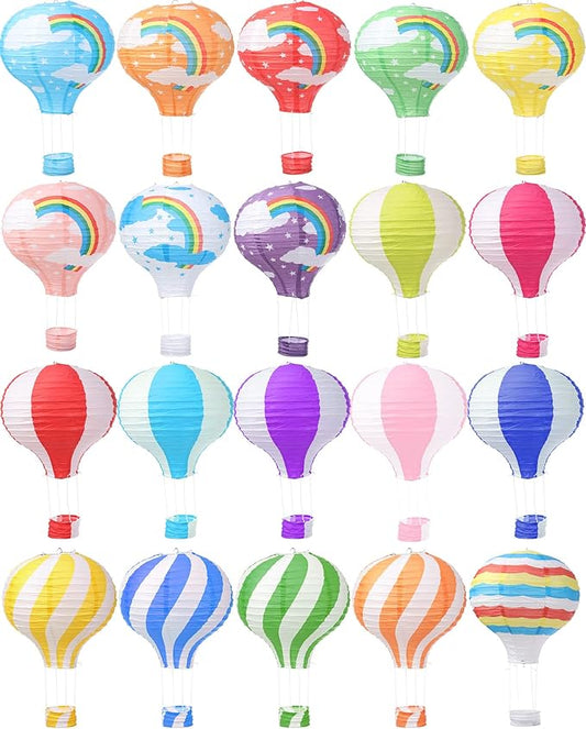Treela 20 Pcs Hanging Hot Air Balloon Paper Lanterns 12 Inch Hot Air Balloon Decorations Centerpieces Reusable Chinese Japanese Paper Lantern for Birthday Wedding Baby Shower Christmas Party Festival-VerdiqueGarden